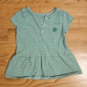 Carter's Striped Skirted Top in Kelly Green / White, Size 18m